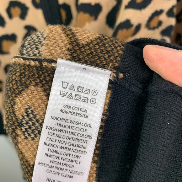 Rachel Zoe LARGE FULL ZIP sweater Mock Neck Animal Leopard - Picture 5 of 7